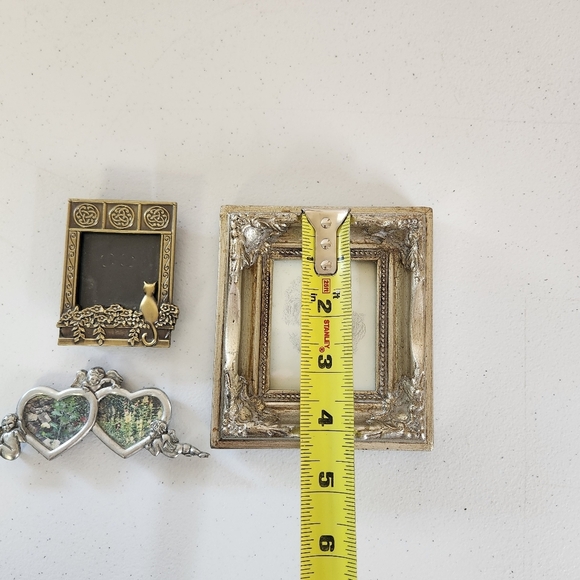 Vintage Eclectic Mini Photo Picture Frame Lot Of 3 Metal Angels Cat 1990s Ornate - Picture 5 of 10